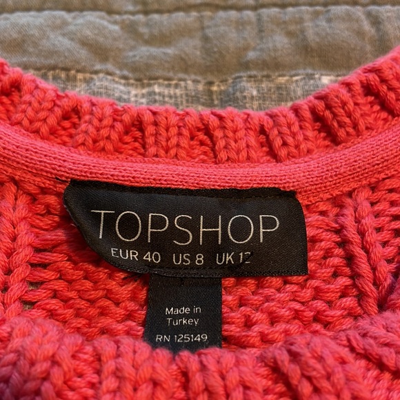 πHPπ₯Topshop Sweater Sz: US 8. Coral Knit Cotton Sweater. Great Condition. - Picture 4 of 11